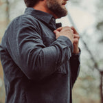 Man wearing Lincoln Shirtjac standing outdoor