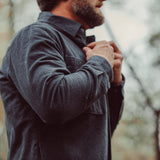 Man wearing Lincoln Shirtjac standing outdoor